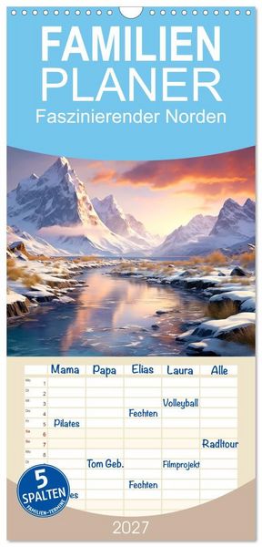 Produktbild: Familienplaner 2027 - Faszinierender Norden mit 5 Spalten (Wandkalender, 21 x 45 cm) CALVENDO