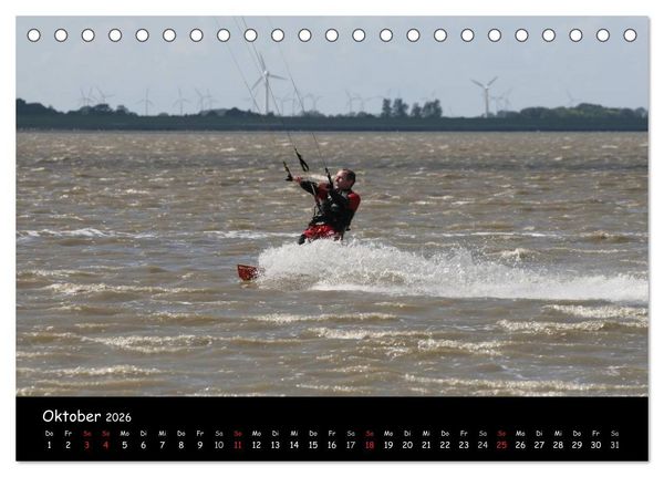 Produktbild: Kitesurfen &ndash; Faszination auf dem Wasser (Tischkalender 2026 DIN A5 quer), CALVENDO Monatskalender