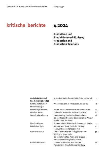 Produktbild: Kritische Berichte : Zeitschrift f&uuml;r Kunst- und Kulturwissenschaften / Jahrgang 52, Heft 4.2024
