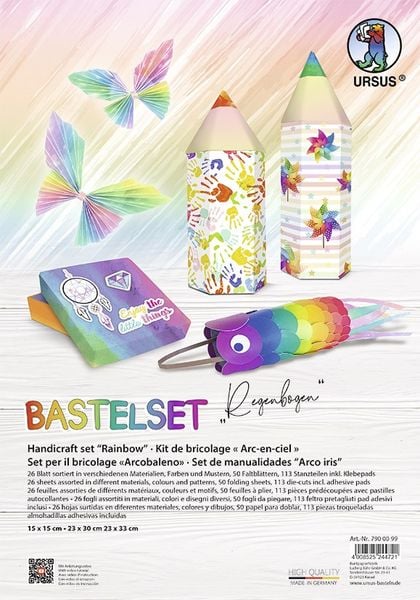 URSUS Kinderbasteln Basteln ohne Ende Regenbogen, 26 Blatt sortiert