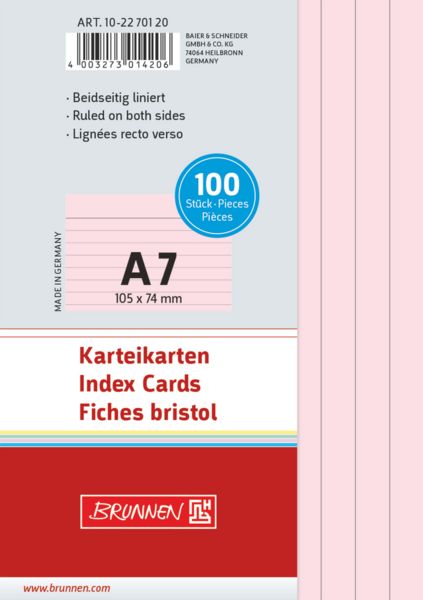 Produktbild: Brunnen Karteikarte A7 lin rt 100St