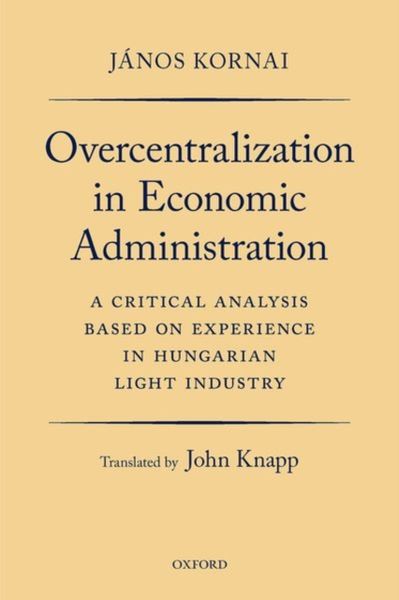 Produktbild: Overcentralization in Economic Administration