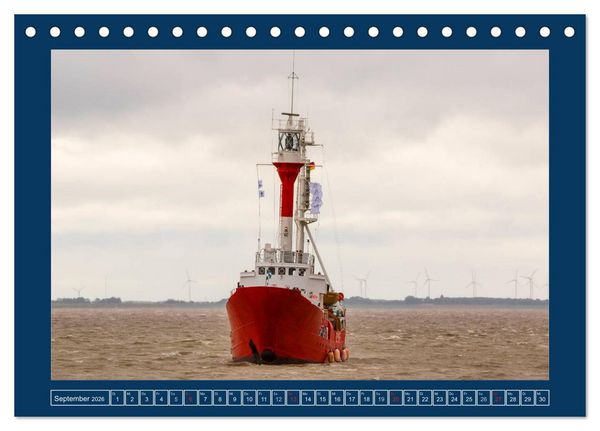 Produktbild: Feuerschiffe - Borkum Riff - Elbe 1 - Deutsche Bucht (Tischkalender 2026 DIN A5 quer), CALVENDO Monatskalender