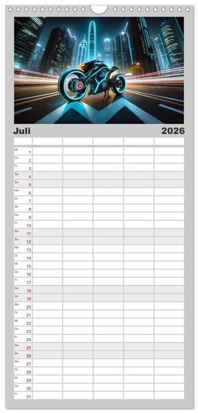 Produktbild: Familienplaner 2026 - Custom Dreams - Showbike Wonders mit 5 Spalten (Wandkalender, 21 x 45 cm) CALVENDO