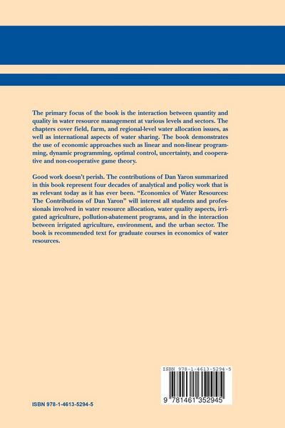 Produktbild: Economics of Water Resources The Contributions of Dan Yaron