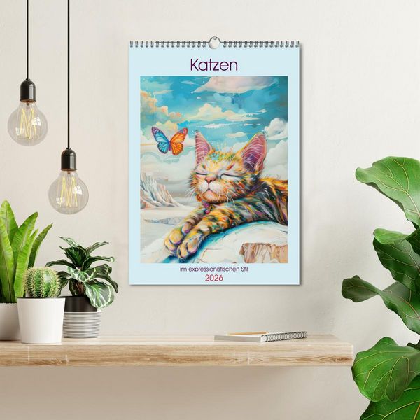 Produktbild: Katzen im expressionistischen Stil (Wandkalender 2026 DIN A3 hoch), CALVENDO Monatskalender