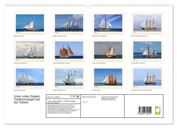 Produktbild: Unter vollen Segeln Traditionssegler auf der Ostsee (hochwertiger Premium Wandkalender 2026 DIN A2 quer), Kunstdruck in Hochglanz