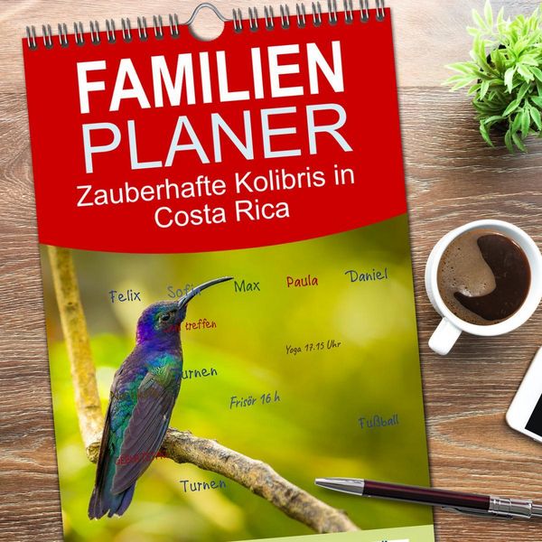 Produktbild: Familienplaner 2026 - Zauberhafte Kolibris in Costa Rica mit 5 Spalten (Wandkalender, 21 x 45 cm) CALVENDO