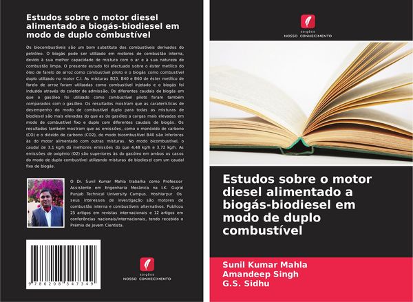 Produktbild: Estudos sobre o motor diesel alimentado a biog&aacute;s-biodiesel em modo de duplo combust&iacute;vel