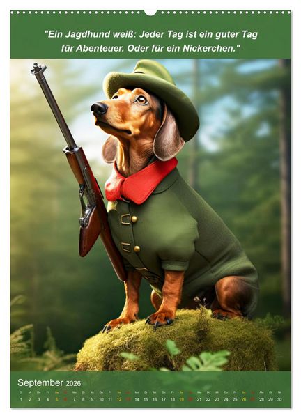 Produktbild: Lustige Jagdhunde mit J&auml;gerlatein (hochwertiger Premium Wandkalender 2026 DIN A2 hoch), Kunstdruck in Hochglanz