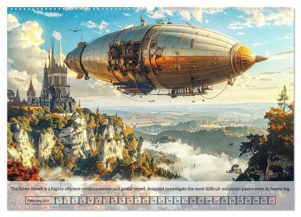 Produktbild: Chronicles of the crimson sky - A Steampunk Journey (High Quality Premium Wall Calendar 2027 DIN A2 landscape),CALVENDO 12 Month Wall Calendar