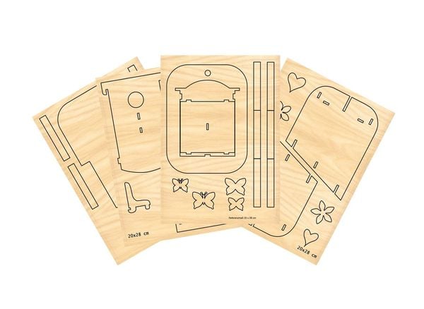 PEBARO 399/2S - Laubsägevorlage Vogelhaus II, 4 Platten, DIN A4