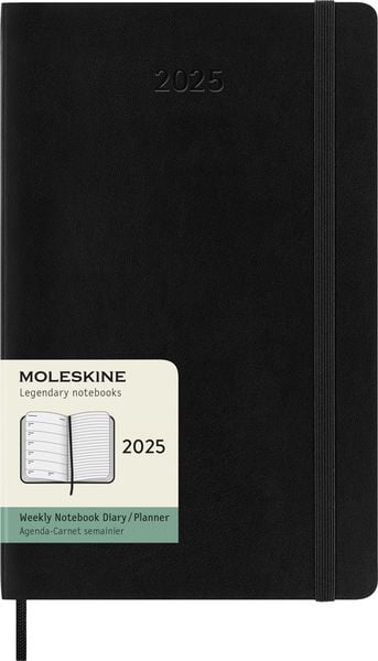 Moleskine 12 Monate Wochen Notizkalender 2025, Large/A5, Weicher Einband, Schwarz