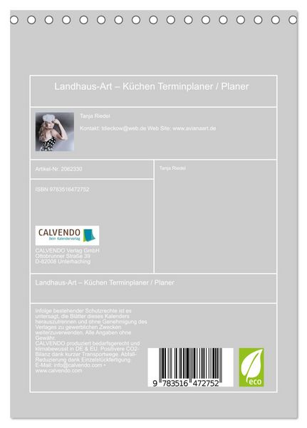 Produktbild: Landhaus-Art &ndash; K&uuml;chen Terminplaner / Planer (Tischkalender 2026 DIN A5 hoch), CALVENDO Monatskalender