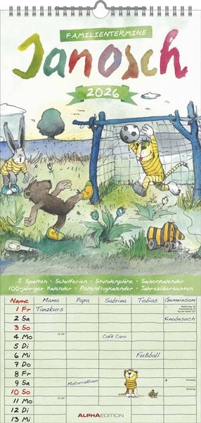 Produktbild: Janosch 2026 Familienplaner - Familien-Timer - Termin-Planer - Kinder-Kalender - Familien-Kalender - 22x45