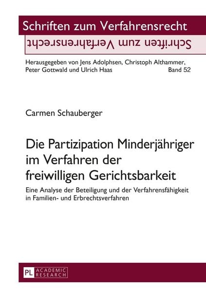 Produktbild: Die Partizipation Minderj&auml;hriger im Verfahren der freiwilligen Gerichtsbarkeit