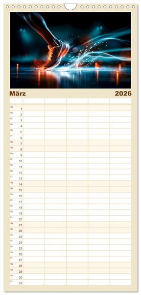 Produktbild: Familienplaner 2026 - Sport Art mit 5 Spalten (Wandkalender, 21 x 45 cm) CALVENDO