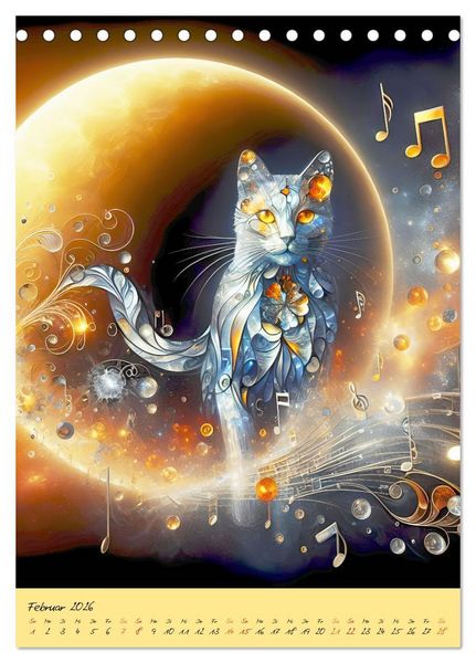 Produktbild: Katzen Mondlichtkonzert (Tischkalender 2026 DIN A5 hoch), CALVENDO Monatskalender