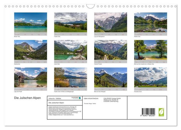 Produktbild: Die Julischen Alpen (Wandkalender 2026 DIN A3 quer), CALVENDO Monatskalender