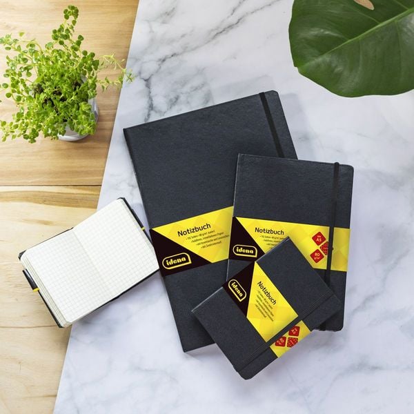 Produktbild: Idena Notizbuch 80g/m&sup2; kariert schwarz DIN A4 192 Seiten