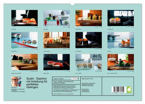 Produktbild: Sushi - Sashimi mit Anleitung f&uuml;r perfektes Gelingen (hochwertiger Premium Wandkalender 2026 DIN A2 quer), Kunstdruck in Hochglanz
