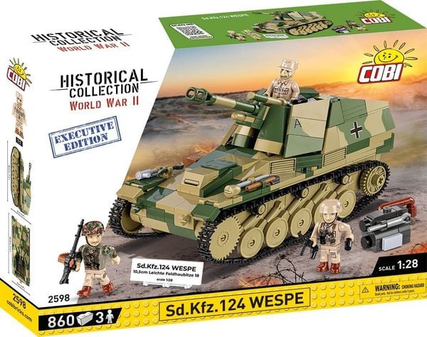 COBI Historical Collection 2598 - Sd.Kfz.124 Wespe, Executive Edition, Bausatz 1:28, 860+3 Klemmbausteine