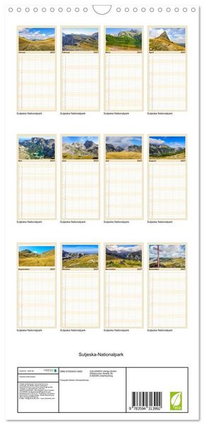 Produktbild: Familienplaner 2027 - Sutjeska-Nationalpark mit 5 Spalten (Wandkalender, 21 x 45 cm) CALVENDO