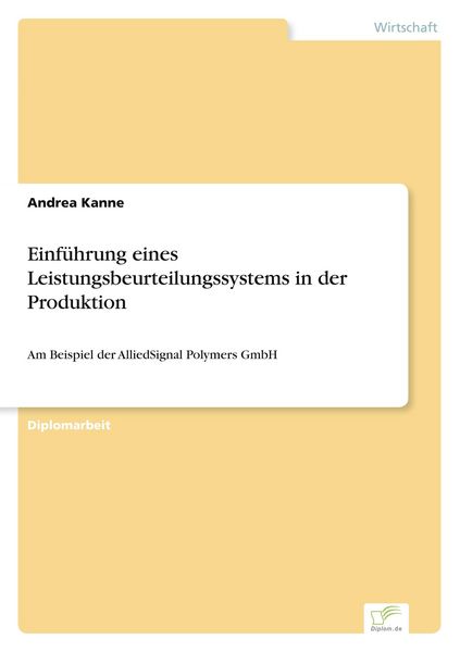 Produktbild: Einf&uuml;hrung eines Leistungsbeurteilungssystems in der Produktion