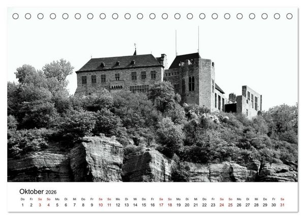 Produktbild: Burgen in schwarzwei&szlig; - Wie aus alten Zeiten (Tischkalender 2026 DIN A5 quer), CALVENDO Monatskalender