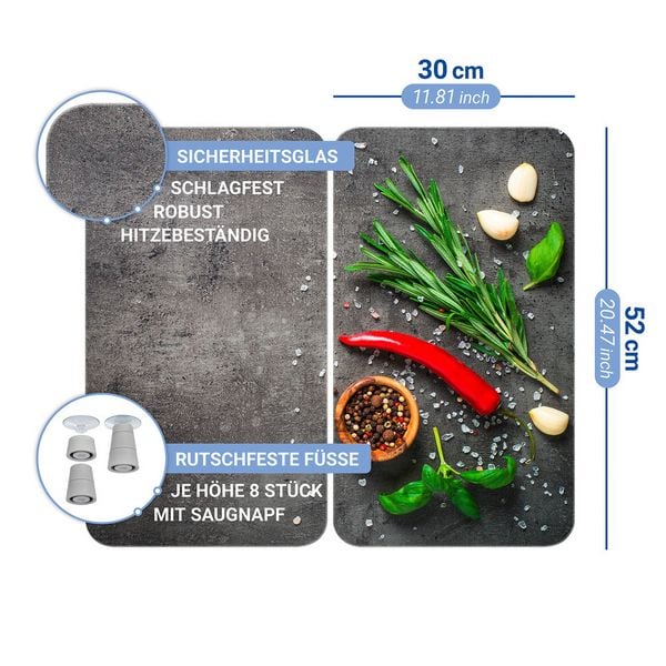 Produktbild: Herdabdeckplatte Universal Mod. Rosmarin, 2er Set, f&uuml;r alle Herdarten geeignet