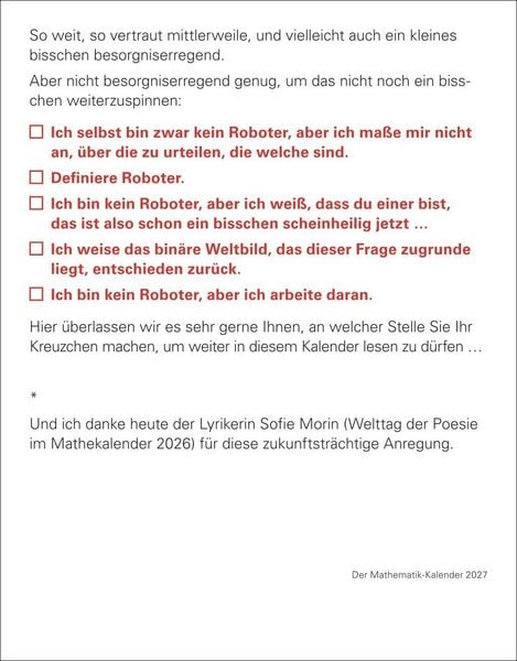 Produktbild: Der Mathematik-Kalender Tagesabrei&szlig;kalender 2027 - Nachts teile ich heimlich durch Null