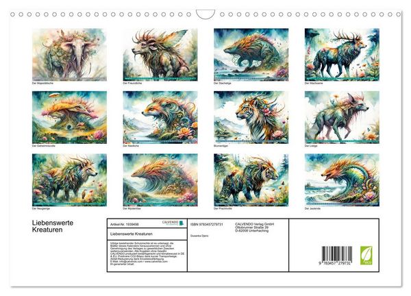 Produktbild: Liebenswerte Kreaturen (Wandkalender 2026 DIN A3 quer), CALVENDO Monatskalender