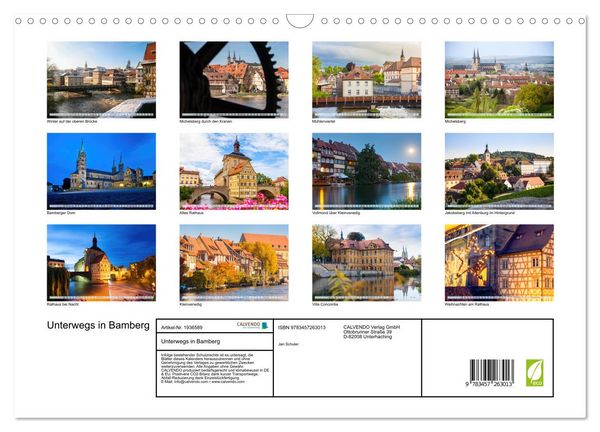 Produktbild: Unterwegs in Bamberg (Wandkalender 2026 DIN A3 quer), CALVENDO Monatskalender