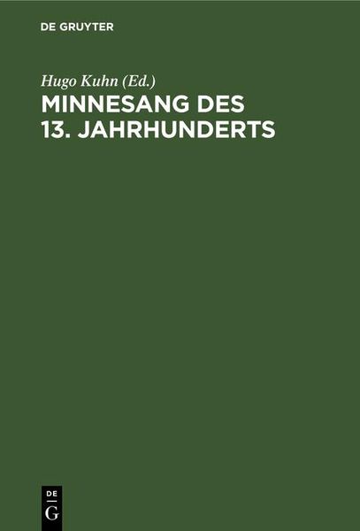 Produktbild: Minnesang des 13. Jahrhunderts