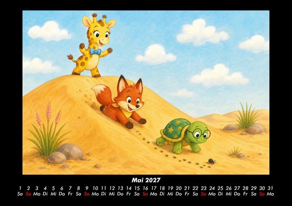Produktbild: W&uuml;sten-Abenteuer mit Nala, Finn & Taz 2027 Fotokalender DIN A3