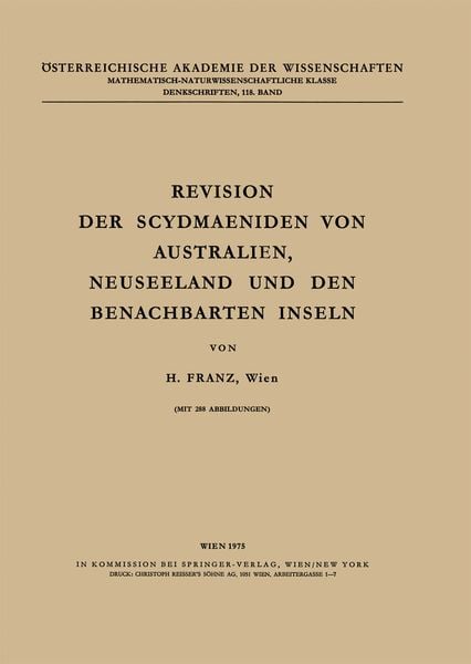Produktbild: Revision der Scydmaeniden von Australien, Neuseeland und den Benachbarten Inseln