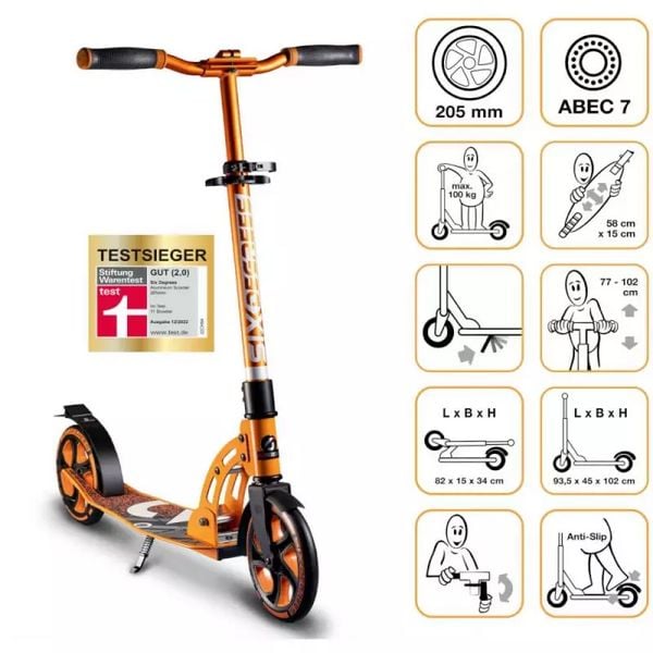 Produktbild: SIX DEGREES Alu Scooter 205 mm orange