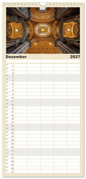 Produktbild: Familienplaner 2027 - Gew&ouml;lbe des Glaubens &ndash; Kirchendecken Europas mit 5 Spalten (Wandkalender, 21 x 45 cm) CALVENDO
