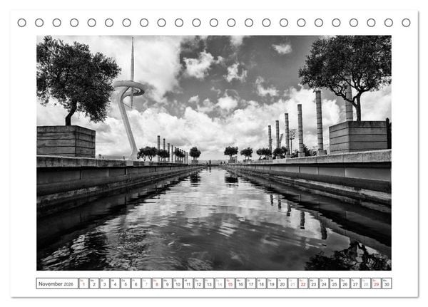 Produktbild: Barcelona Photografien in Schwarz / Wei&szlig; (Tischkalender 2026 DIN A5 quer), CALVENDO Monatskalender