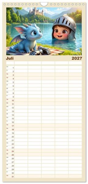 Produktbild: Familienplaner 2027 - Kleiner Ritter - Jahresreise mit 5 Spalten (Wandkalender, 21 x 45 cm) CALVENDO