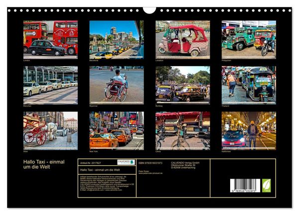 Produktbild: Hallo Taxi - einmal um die Welt (Wandkalender 2026 DIN A3 quer), CALVENDO Monatskalender