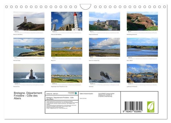 Produktbild: Bretagne. D&eacute;partement Finist&egrave;re - C&ocirc;te des Abers (Wandkalender 2026 DIN A4 quer), CALVENDO Monatskalender