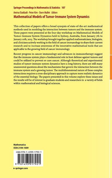 Produktbild: Mathematical Models of Tumor-Immune System Dynamics