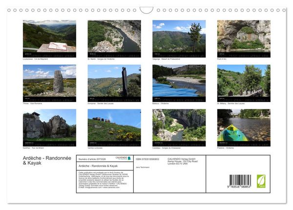 Produktbild: Ard&egrave;che - Randonn&eacute;e & Kayak (Calendrier mural 2026 DIN A3 vertical), CALVENDO calendrier mensuel