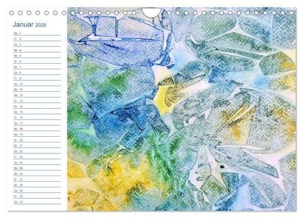 Produktbild: Jadegr&uuml;n und K&ouml;nigsblau - Zauberhafte Aquarellexperimente in Gr&uuml;n und Blau (Wandkalender 2026 DIN A4 quer), CALVENDO Monatskalender