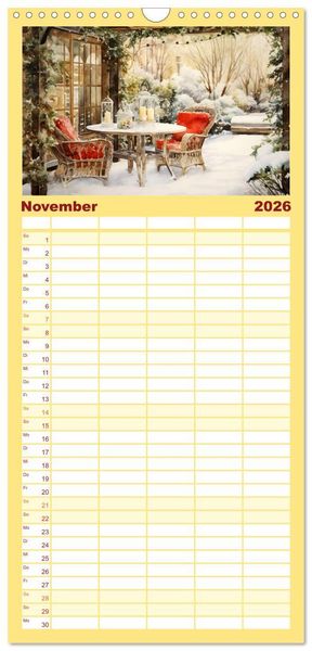 Produktbild: Familienplaner 2026 - Lauschige Gartenecken mit 5 Spalten (Wandkalender, 21 x 45 cm) CALVENDO