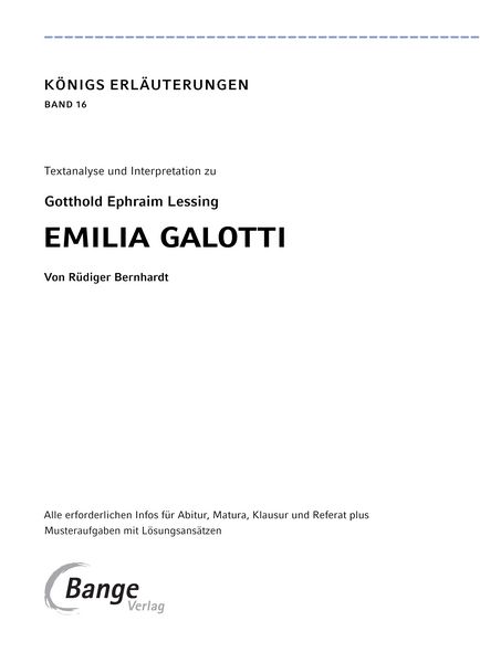 Produktbild: Emilia Galotti von Gotthold Ephraim Lessing