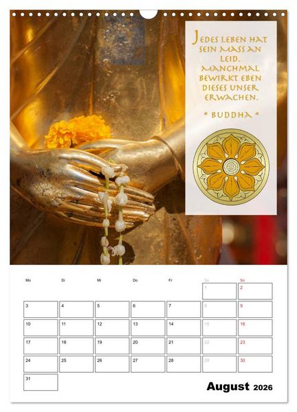 Produktbild: BUDDHAS ZITATE Buddhistische Weisheiten (Wandkalender 2026 DIN A3 hoch), CALVENDO Monatskalender