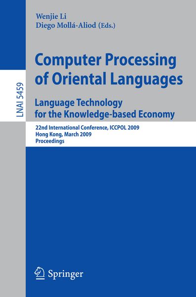 Produktbild: Computer Processing of Oriental Languages. Language Technology for the Knowledge-based Economy