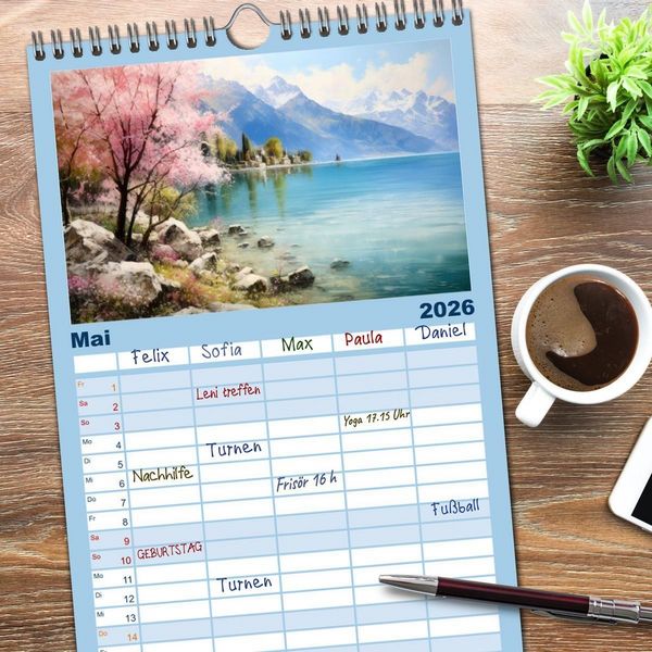 Produktbild: Familienplaner 2026 - Lieblingssee mit 5 Spalten (Wandkalender, 21 x 45 cm) CALVENDO